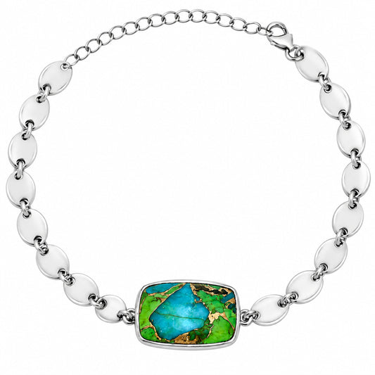 Premium Blue Turquoise In Green Mohave - USA Bracelet B-1044 29-EB10217