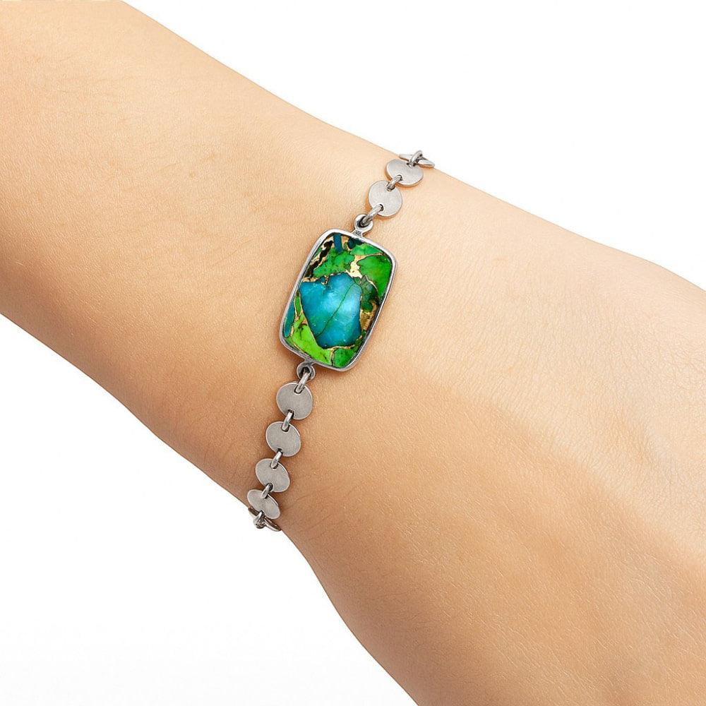 Premium Blue Turquoise In Green Mohave - USA Bracelet B-1044 29-EB10217