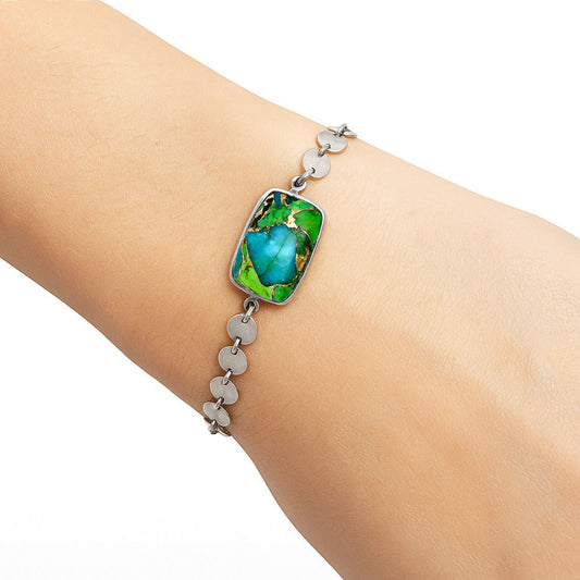 Premium Blue Turquoise In Green Mohave - USA Bracelet B-1044 29-EB10217