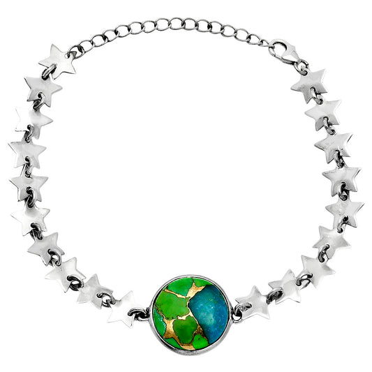 Premium Star Blue Turquoise In Green Mohave Bracelet B-1044 29-EB10219
