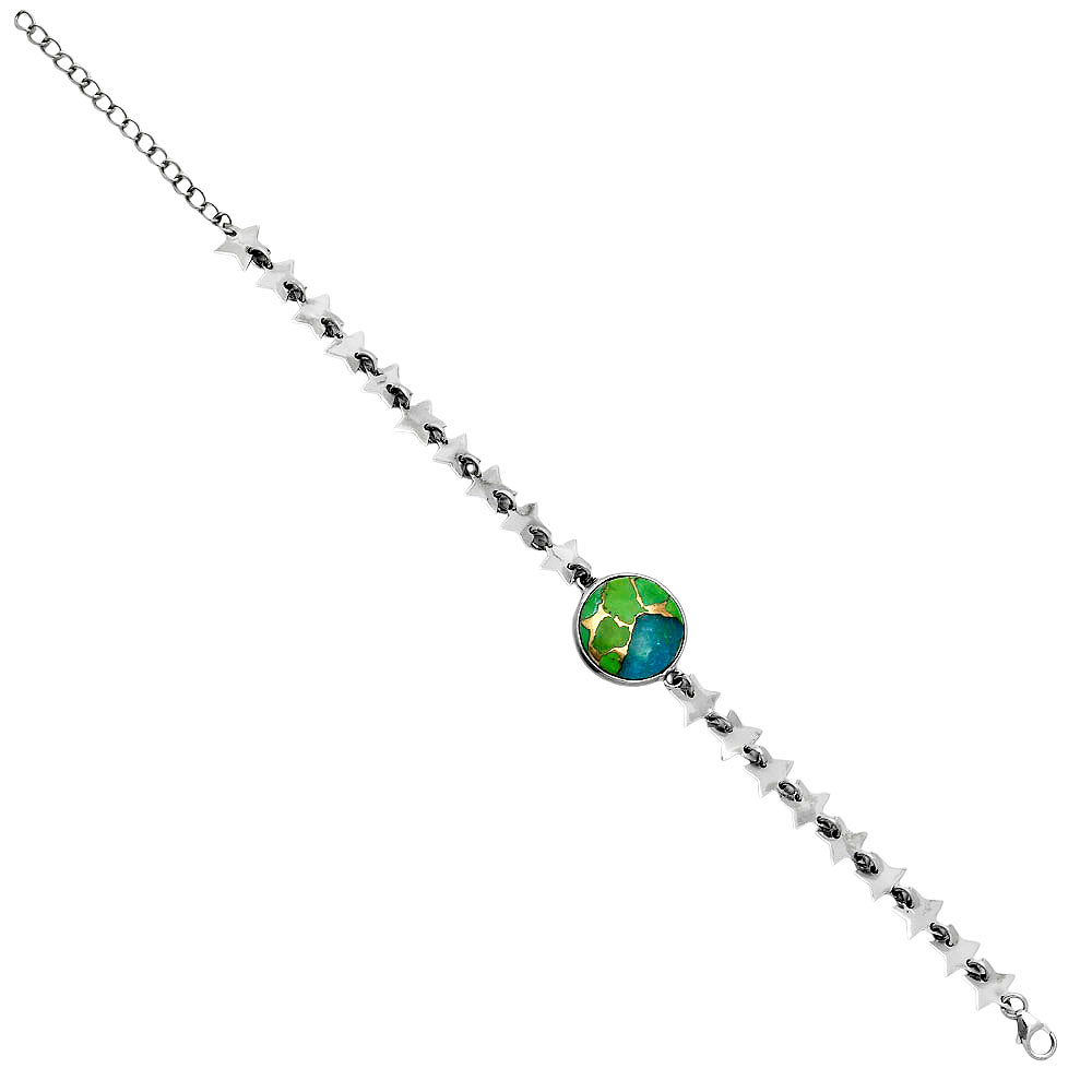 Premium Star Blue Turquoise In Green Mohave Bracelet B-1044 29-EB10219