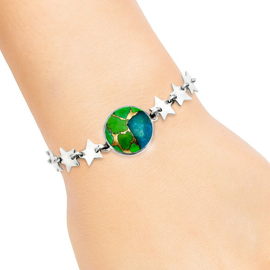 Premium Star Blue Turquoise In Green Mohave Bracelet B-1044 29-EB10219