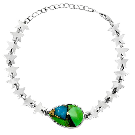Premium Star Blue Turquoise In Green Mohave Bracelet B-1044 29-EB10220