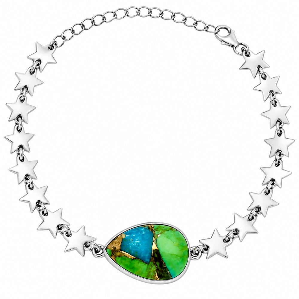 Premium Star Blue Turquoise In Green Mohave Bracelet B-1044 29-EB10220