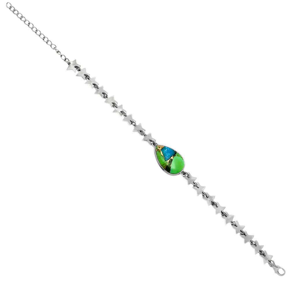 Premium Star Blue Turquoise In Green Mohave Bracelet B-1044 29-EB10220