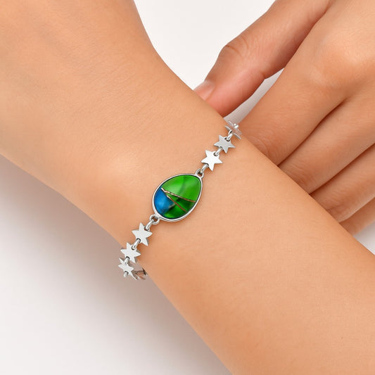 Premium Star Blue Turquoise In Green Mohave Bracelet B-1044 29-EB10220