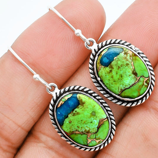 Blue Turquoise In Green Mohave - USA Earrings E-1055 29-EE10270