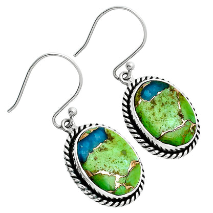 Blue Turquoise In Green Mohave - USA Earrings E-1055 29-EE10270