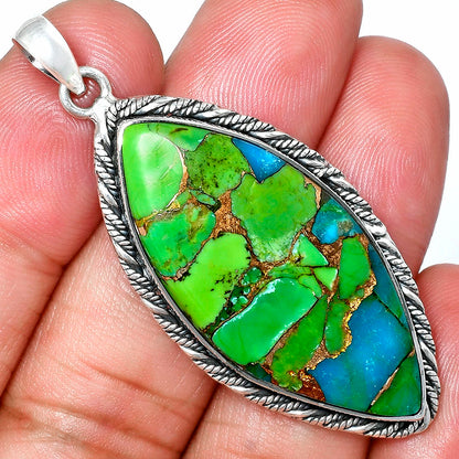 Premium Quality Blue Turquoise In Green Mohave Pendant P-1074 29-EP10142