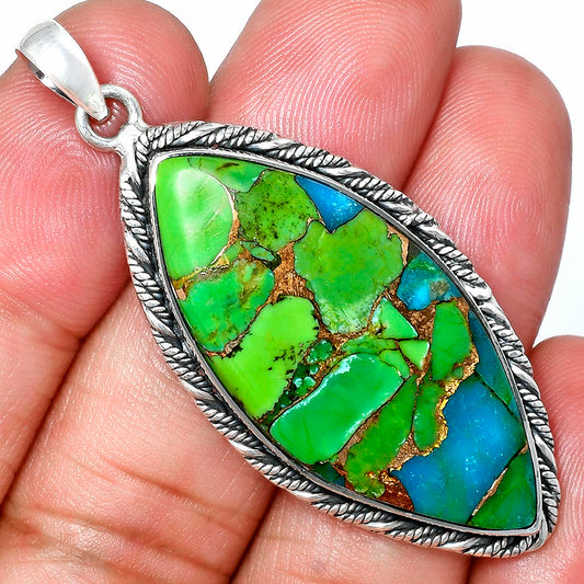 Premium Quality Blue Turquoise In Green Mohave Pendant P-1074 29-EP10142