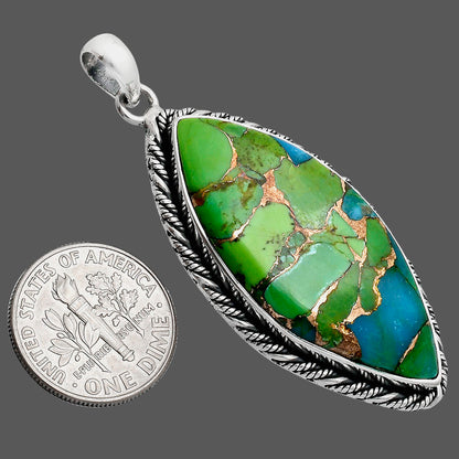 Premium Quality Blue Turquoise In Green Mohave Pendant P-1074 29-EP10142