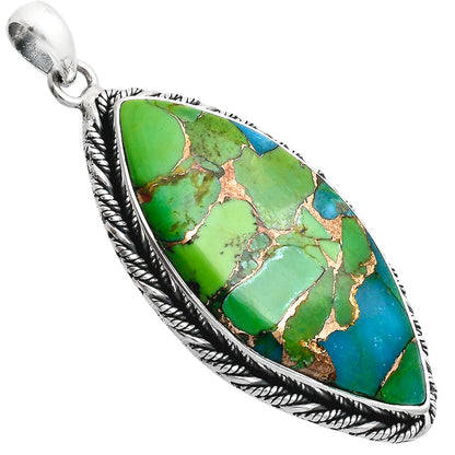 Premium Quality Blue Turquoise In Green Mohave Pendant P-1074 29-EP10142