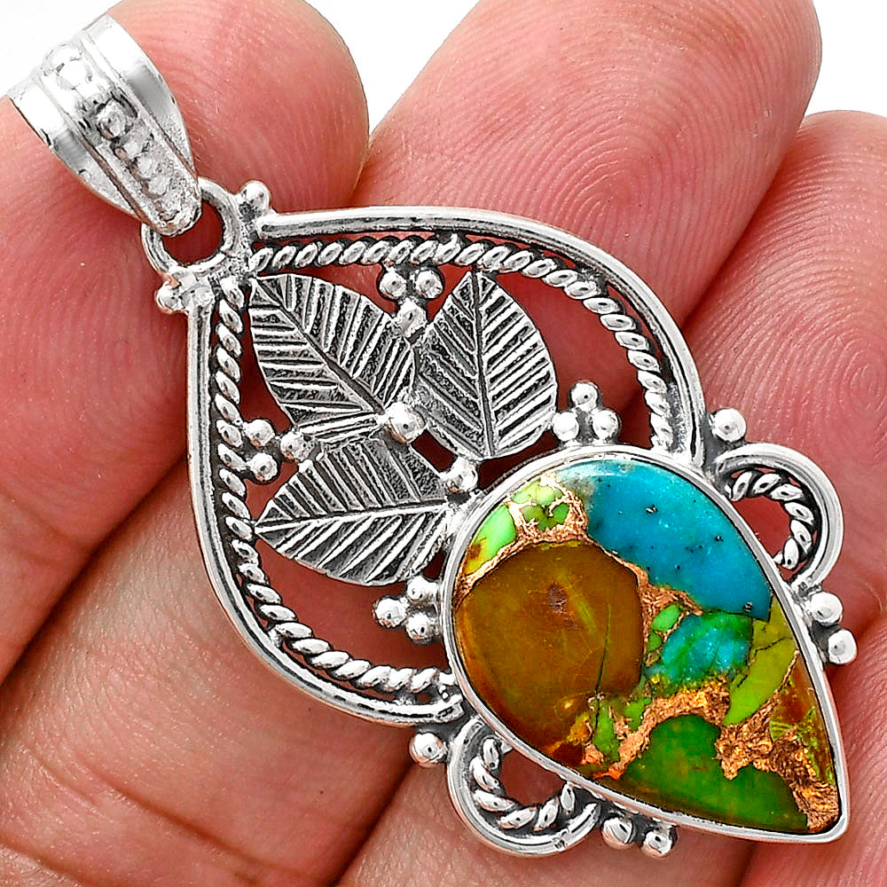 Premium Quality Blue Turquoise In Green Mohave Pendant P-1258 29-EP10143