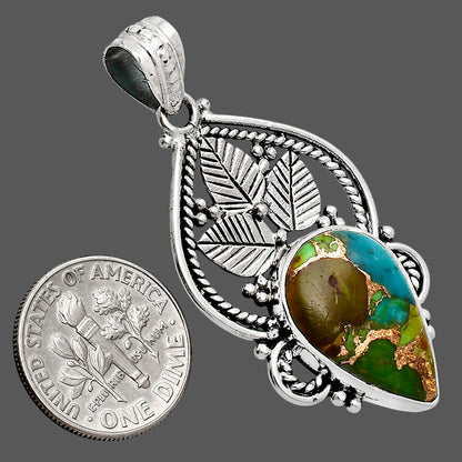 Premium Quality Blue Turquoise In Green Mohave Pendant P-1258 29-EP10143