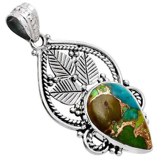 Premium Quality Blue Turquoise In Green Mohave Pendant P-1258 29-EP10143