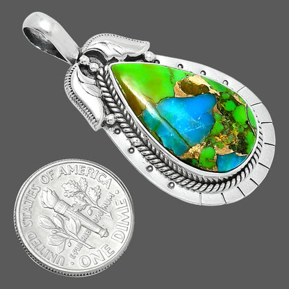 Premium Quality Blue Turquoise In Green Mohave - USA Pendant P-1568 29-EP10146