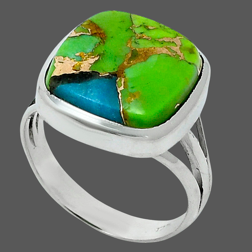 Premium Blue Turquoise In Green Mohave - USA Ring size-7 R-1006 29-ER11423