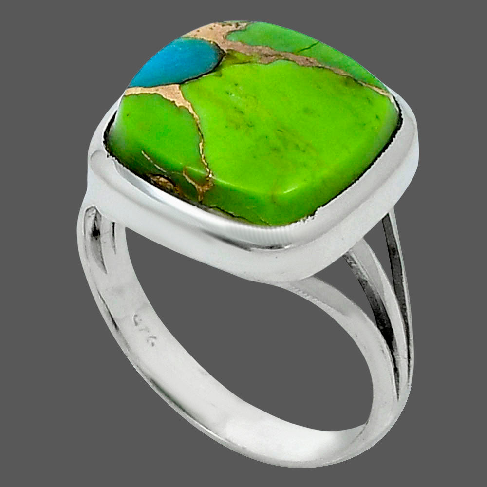 Premium Blue Turquoise In Green Mohave - USA Ring size-8 R-1006 29-ER11426