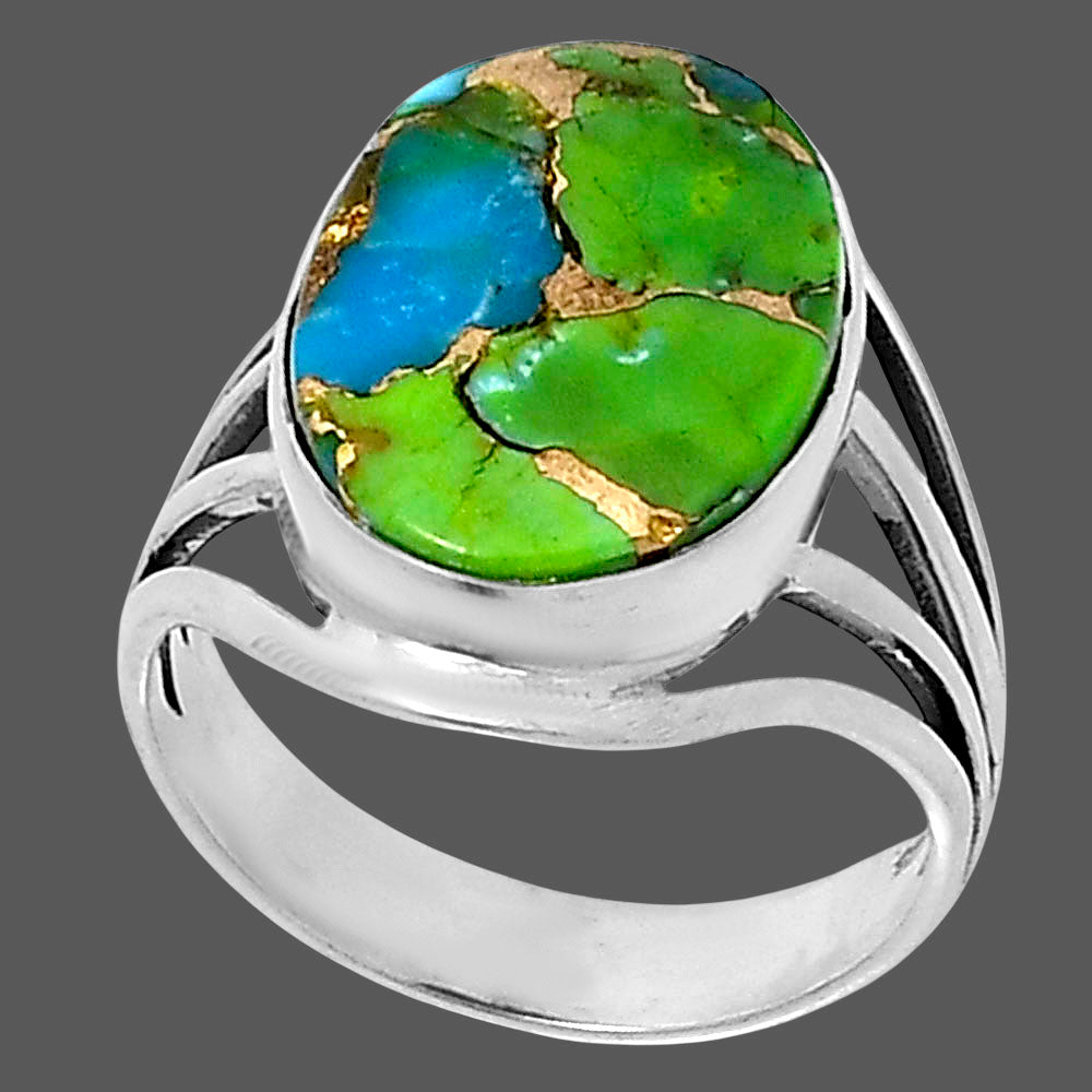 Premium Blue Turquoise In Green Mohave - USA Ring size-10 R-1219 29-ER11465