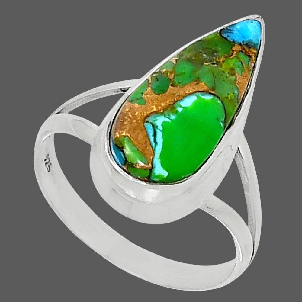 Premium Blue Turquoise In Green Mohave - USA Ring size-9 R-1008 29-ER11472