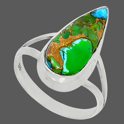 Premium Blue Turquoise In Green Mohave - USA Ring size-9 R-1008 29-ER11472