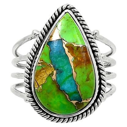Premium Blue Turquoise In Green Mohave - USA Ring size-8 R-1010 29-ER11481