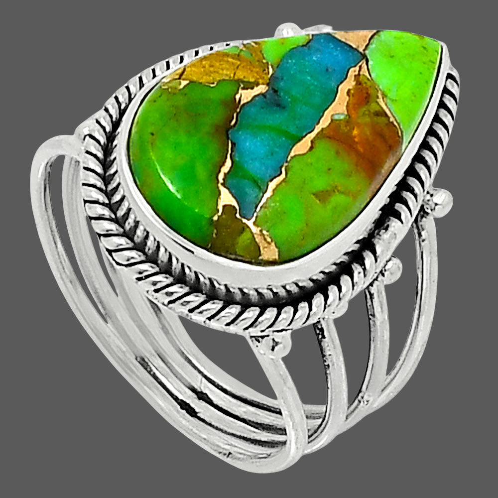 Premium Blue Turquoise In Green Mohave - USA Ring size-8 R-1010 29-ER11481