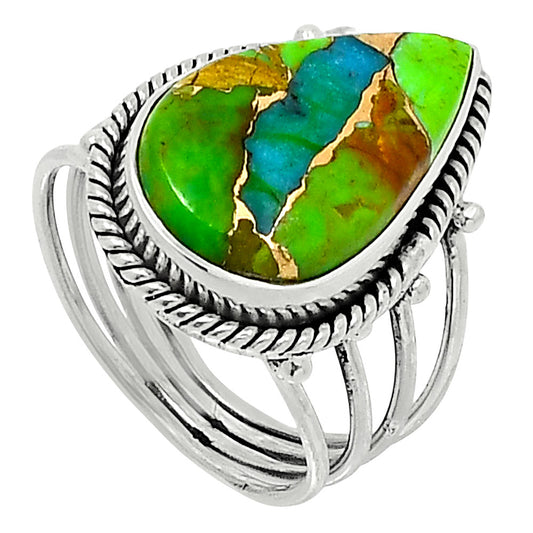 Premium Blue Turquoise In Green Mohave - USA Ring size-8 R-1010 29-ER11481