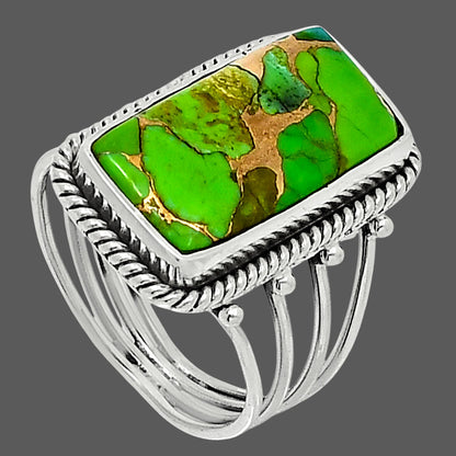 Premium Blue Turquoise In Green Mohave - USA Ring size-9 R-1010 29-ER11485