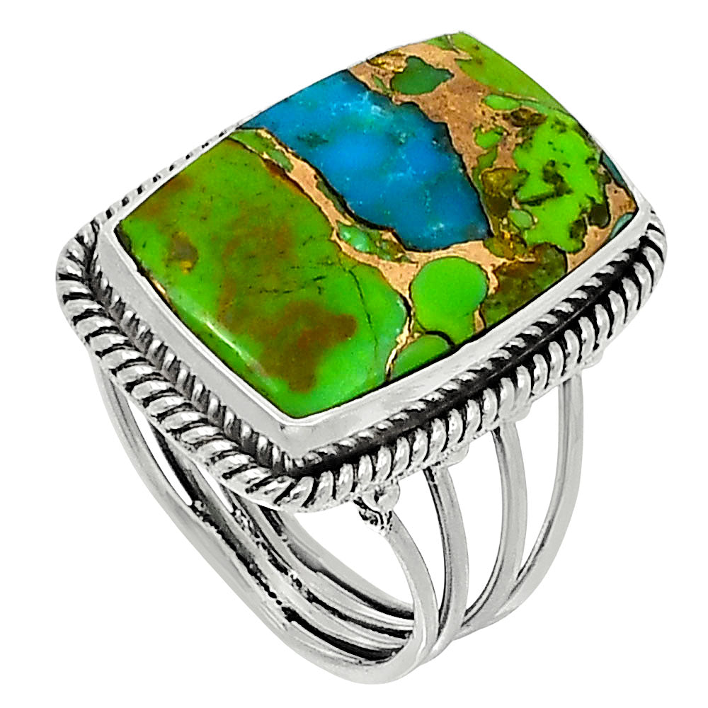 Premium Blue Turquoise In Green Mohave - USA Ring size-9 R-1010 29-ER11486