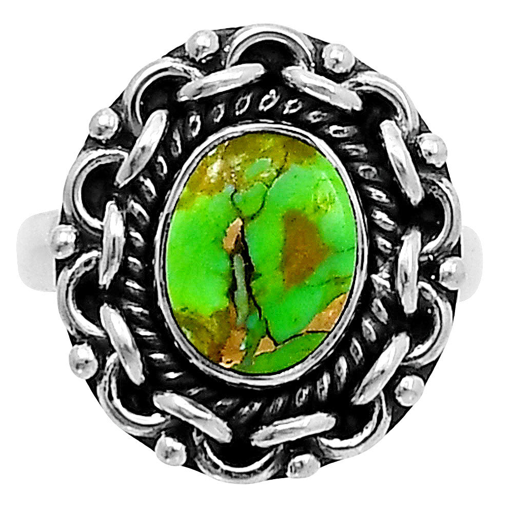 Premium Copper Green Turquoise Ring size-5 R-1667 29-ER11496
