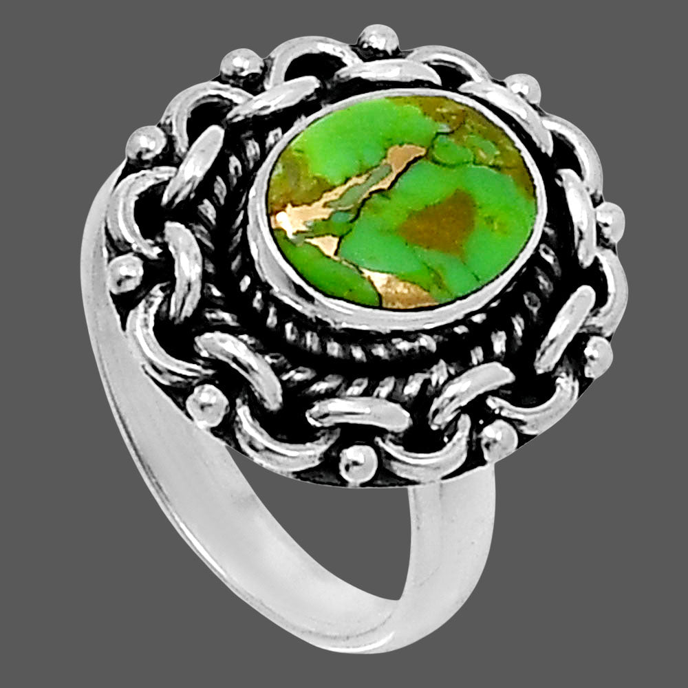 Premium Copper Green Turquoise Ring size-5 R-1667 29-ER11496