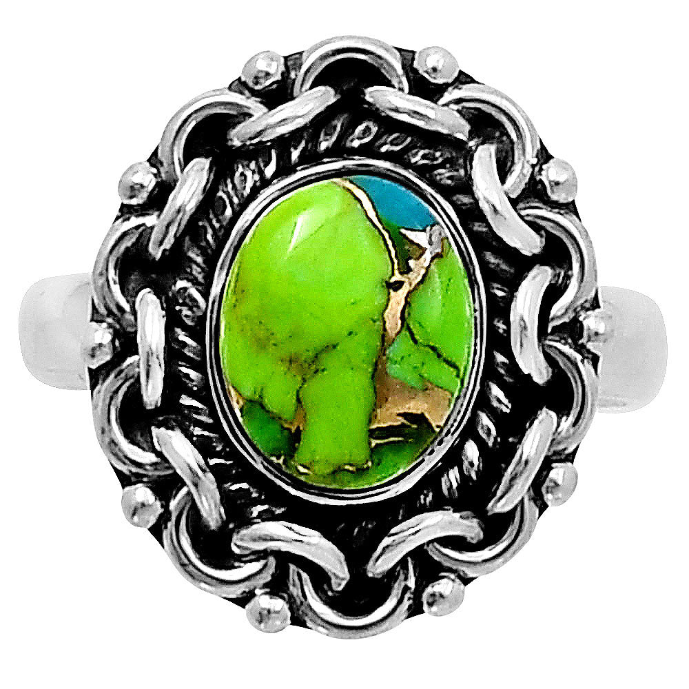 Premium Blue Turquoise In Green Mohave - USA Ring size-6 R-1667 29-ER11497