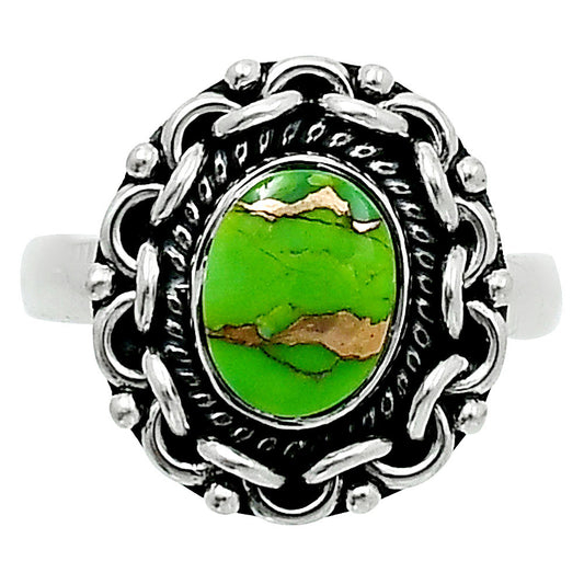 Premium Copper Green Turquoise Ring size-7 R-1667 29-ER11500