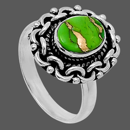 Premium Copper Green Turquoise Ring size-7 R-1667 29-ER11500
