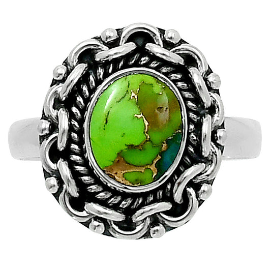 Premium Blue Turquoise In Green Mohave - USA Ring size-8 R-1667 29-ER11503