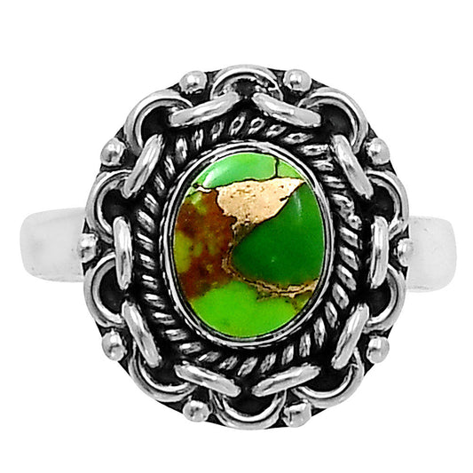 Premium Blue Turquoise In Green Mohave - USA Ring size-8 R-1667 29-ER11504