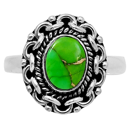 Premium Copper Green Turquoise Ring size-9 R-1667 29-ER11507