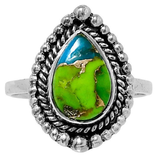 Premium Blue Turquoise In Green Mohave Ring size-8 R-1154 29-ER11514