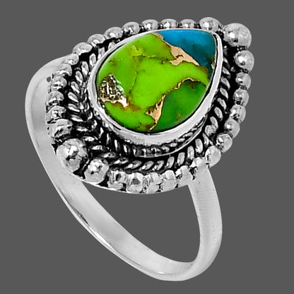 Premium Blue Turquoise In Green Mohave Ring size-8 R-1154 29-ER11514