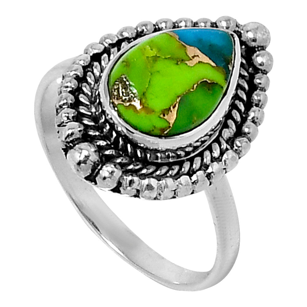Premium Blue Turquoise In Green Mohave Ring size-8 R-1154 29-ER11514