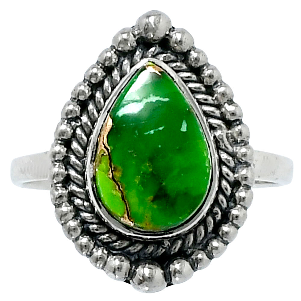 Premium Blue Turquoise In Green Mohave Ring size-8 R-1154 29-ER11516