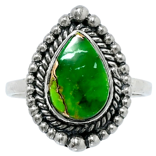 Premium Blue Turquoise In Green Mohave Ring size-8 R-1154 29-ER11516