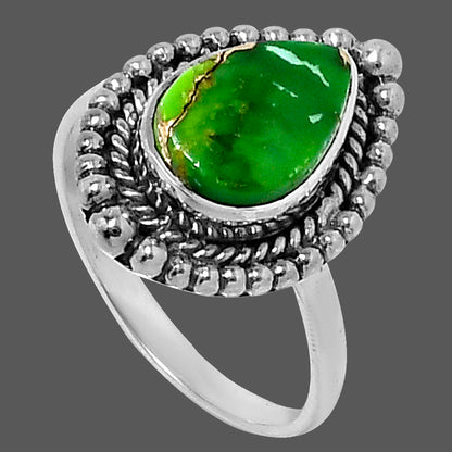 Premium Blue Turquoise In Green Mohave Ring size-8 R-1154 29-ER11516