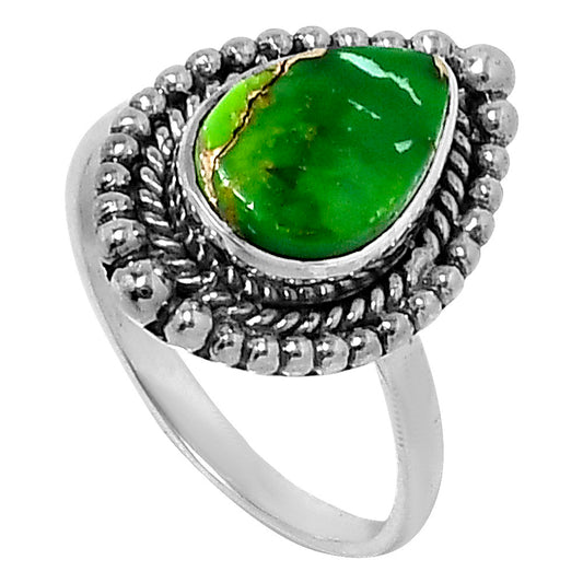Premium Blue Turquoise In Green Mohave Ring size-8 R-1154 29-ER11516