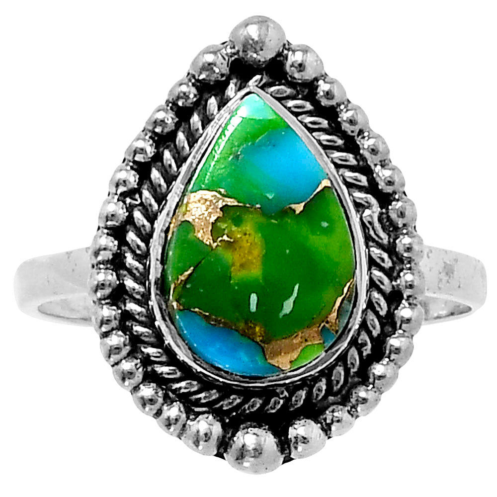 Premium Blue Turquoise In Green Mohave Ring size-9 R-1154 29-ER11518