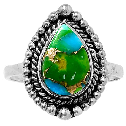 Premium Blue Turquoise In Green Mohave Ring size-9 R-1154 29-ER11518