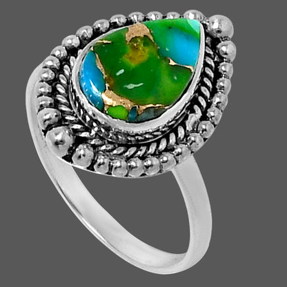 Premium Blue Turquoise In Green Mohave Ring size-9 R-1154 29-ER11518