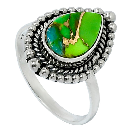 Premium Blue Turquoise In Green Mohave Ring size-9 R-1154 29-ER11520