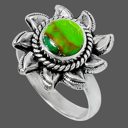 Premium Copper Green Turquoise Ring size-6 R-1617 29-ER11524